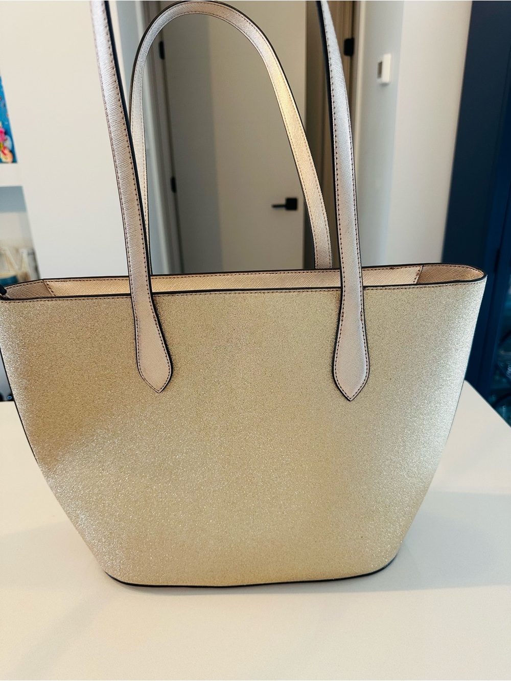 kate spade glitter tote in gold champagne NWOT - Picture 5 of 8